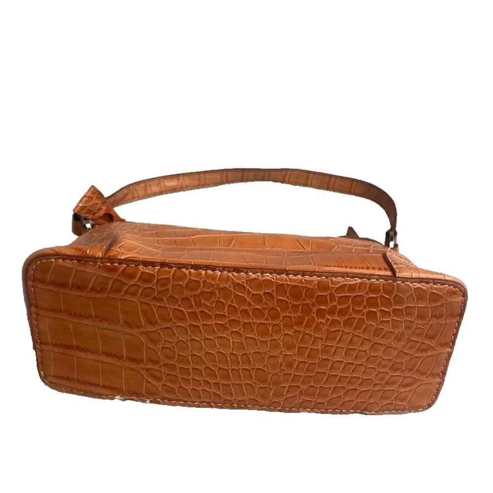Tommy Hilfiger Faux Vegan Alligator Leather Orange Purse Bag Zipper Close Small